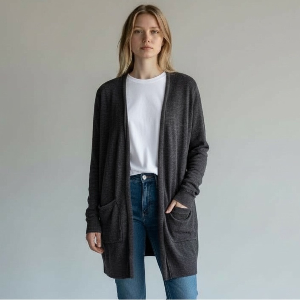 Marine Layer Navy Blue Lightweight Cotton Open Cardigan